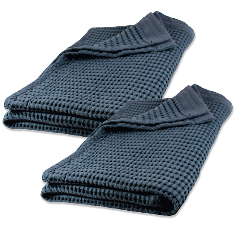 GILDEN TREE Waffle Bath Sheet Quick Dry Towel, Thin Luxury Bath Towels, 40x80 Large Bath Towels 2 Pack Bath Sheets, Modern Style (Midnight Blue) - Image 1